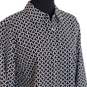 Talbots Black White Clover Card Game Henley Top Sz 12p Wrinkle Resistant Shirt